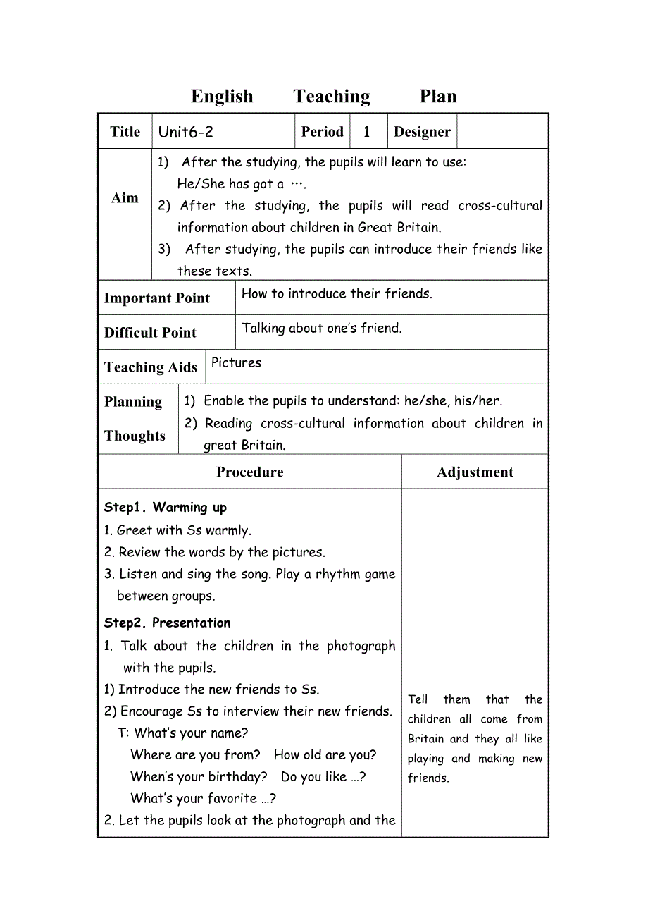 EnglishTeachingPlan五年级_第3页