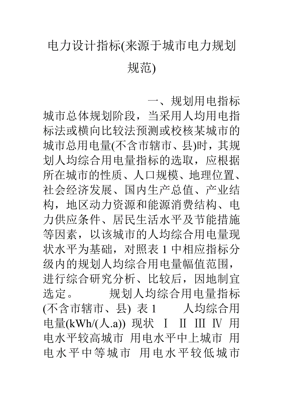 电力设计指标来源于城市电力规划规范_第1页