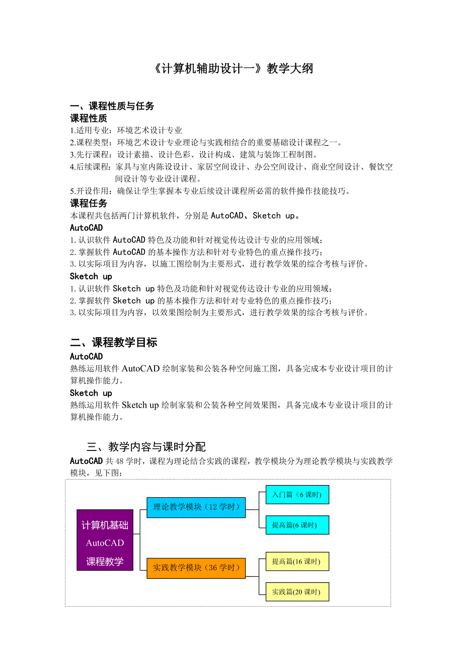 计算机辅助设计CADSU教学大纲_第1页