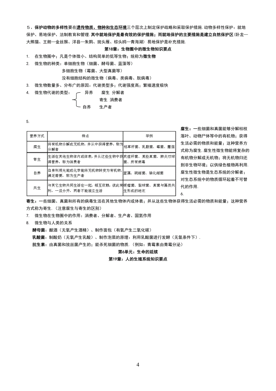 北师大版八年级上册生物知识点总结(DOC 8页)_第4页