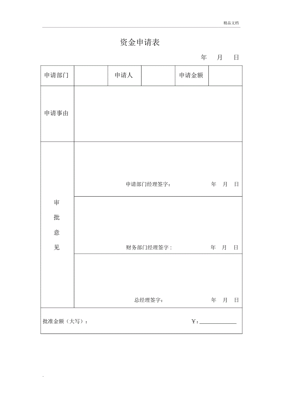 资金申请表模版_第1页
