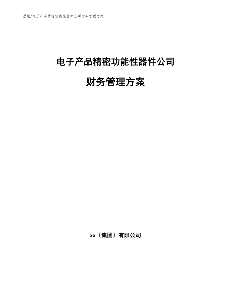 电子产品精密功能性器件公司财务管理方案（参考）_第1页