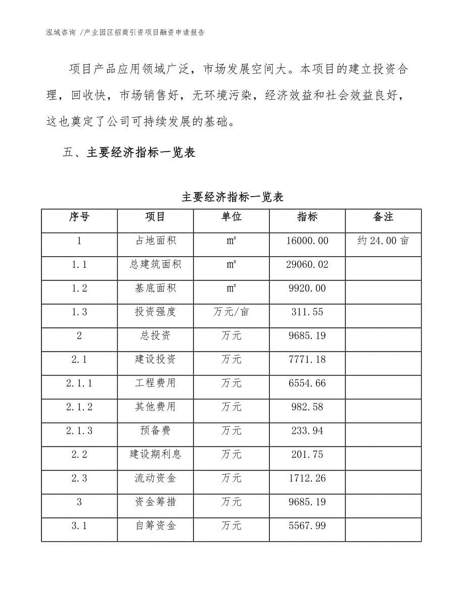 产业园区招商引资项目融资申请报告_第5页