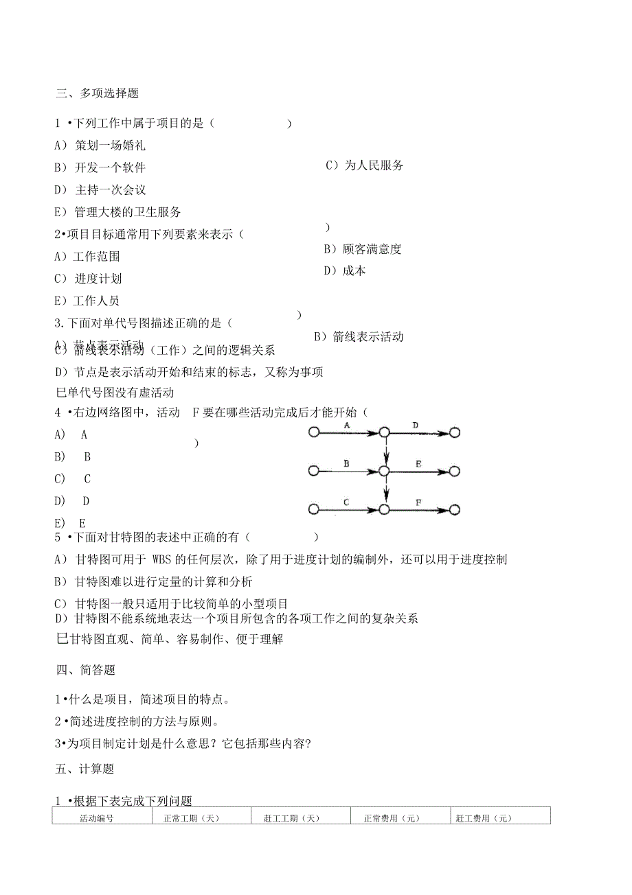 项目管理考试试题及答案_第2页