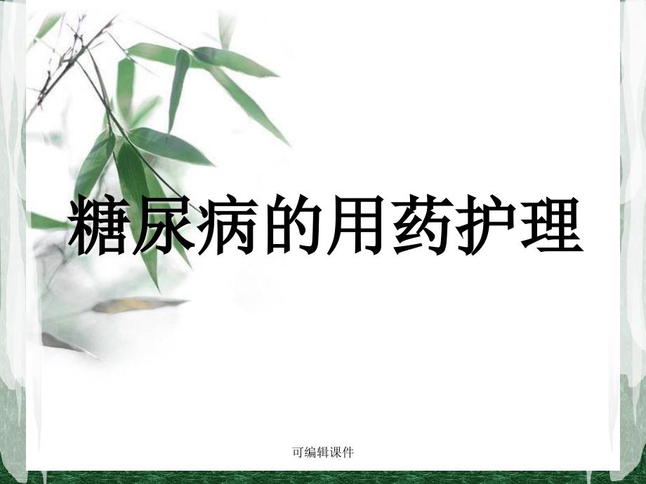 《糖尿病用药护理》课件_第1页