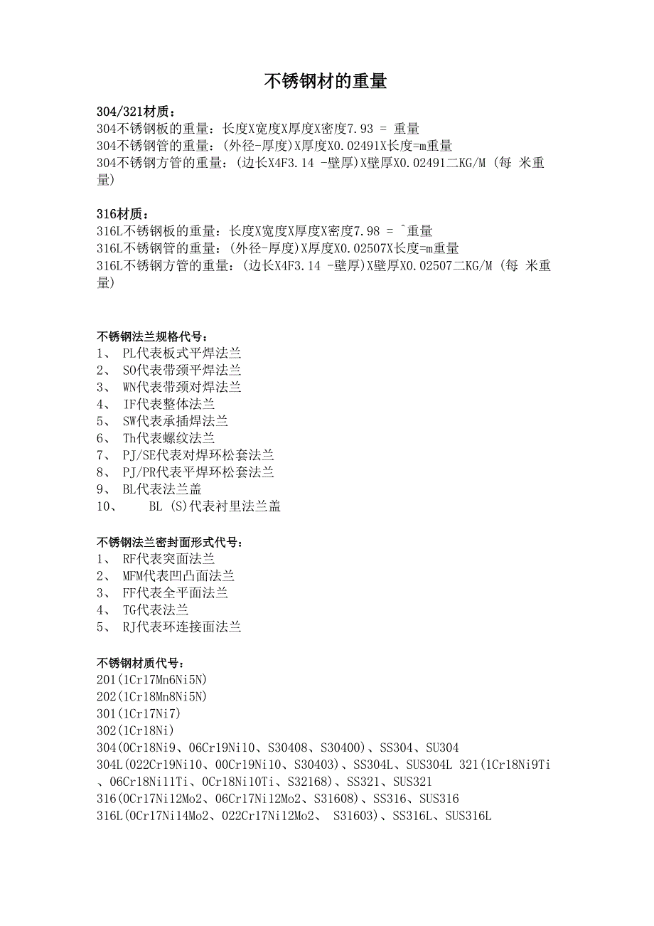 316L不锈钢板的重量_第1页