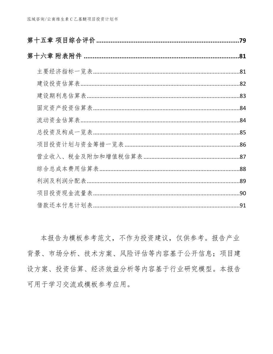 云南维生素C乙基醚项目投资计划书（模板）_第5页