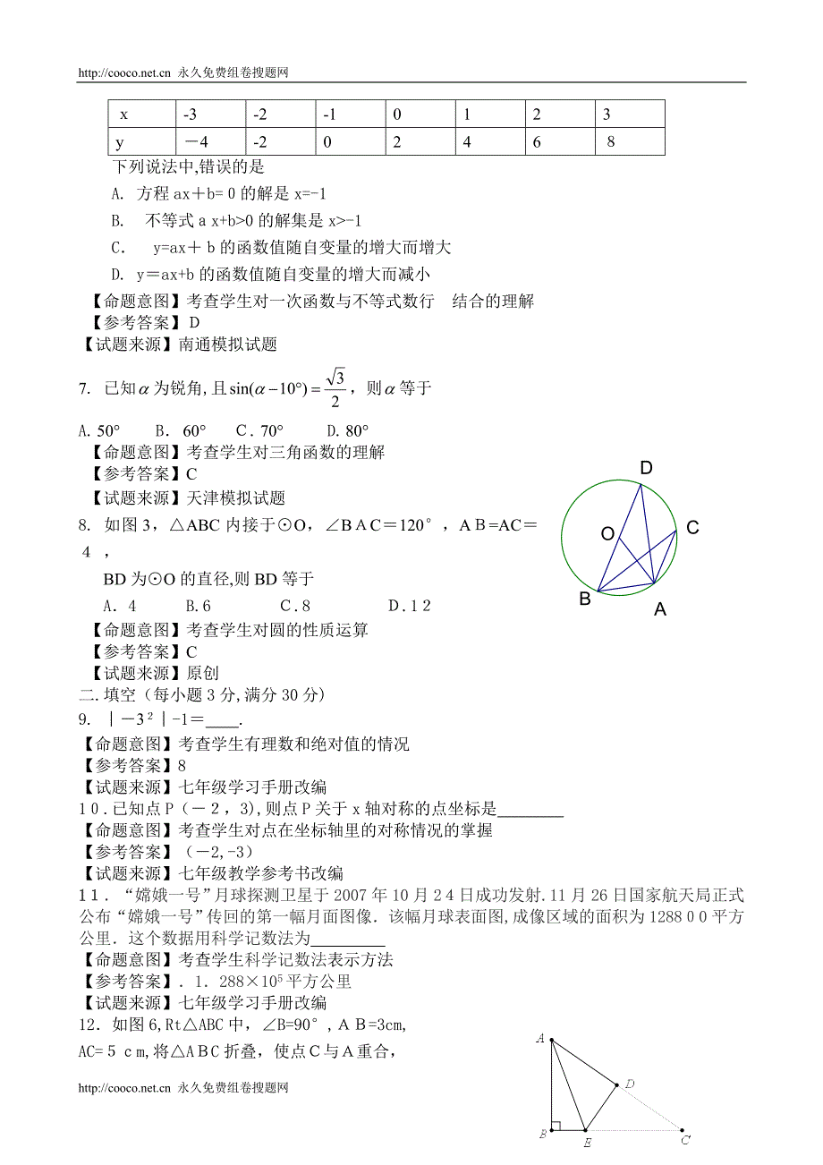 江苏省中考全省数学统考试题大赛模拟试题33初中数学_第2页