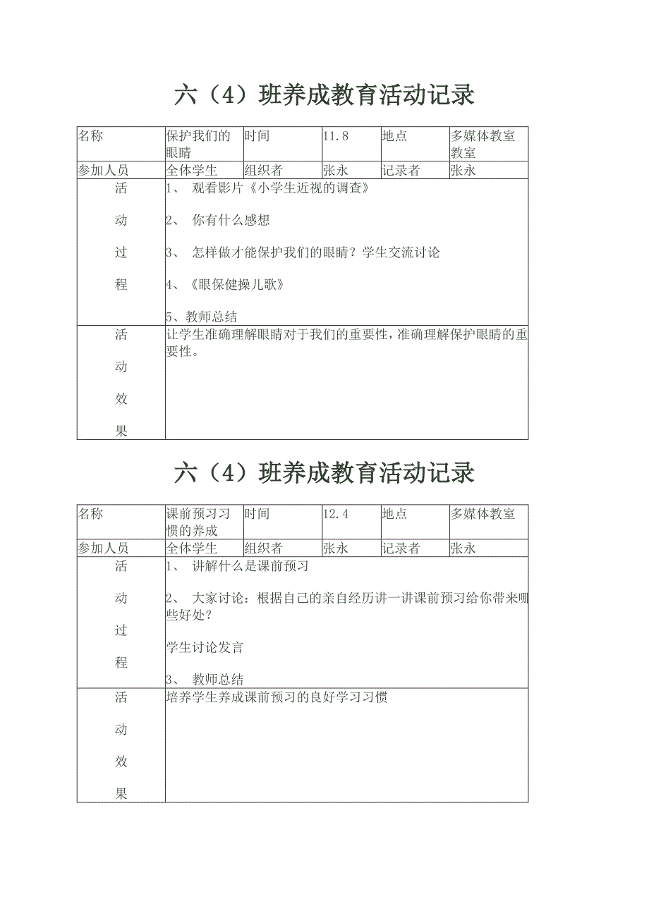 杨市镇中心小学养成教育记载表5_第3页