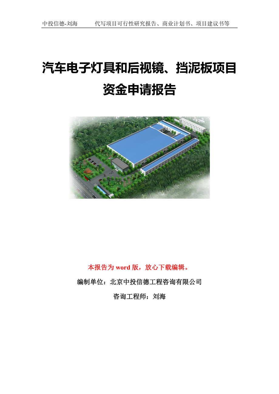 汽车电子灯具和后视镜、挡泥板项目资金申请报告模板定制_第1页