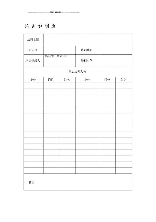 培训签到表+培训记录表