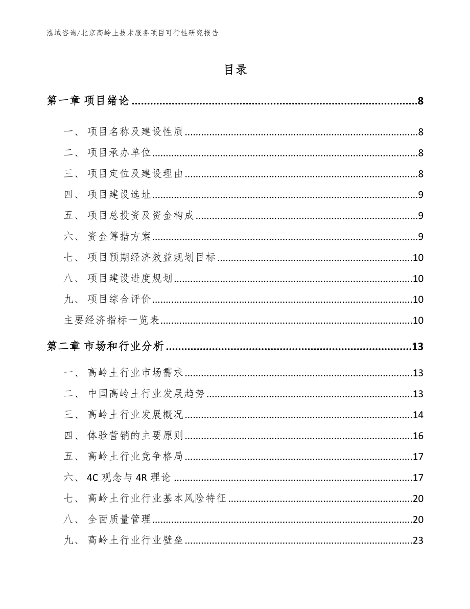 北京高岭土技术服务项目可行性研究报告【模板范本】_第2页