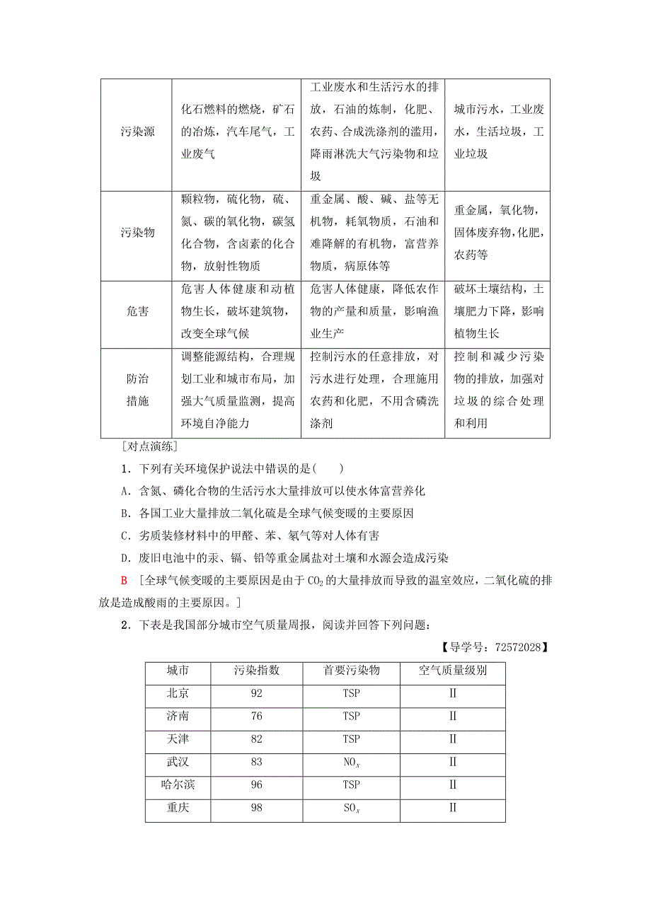 高中化学主题1呵护生存环境主题小结与测评学案鲁科版选修1_第2页