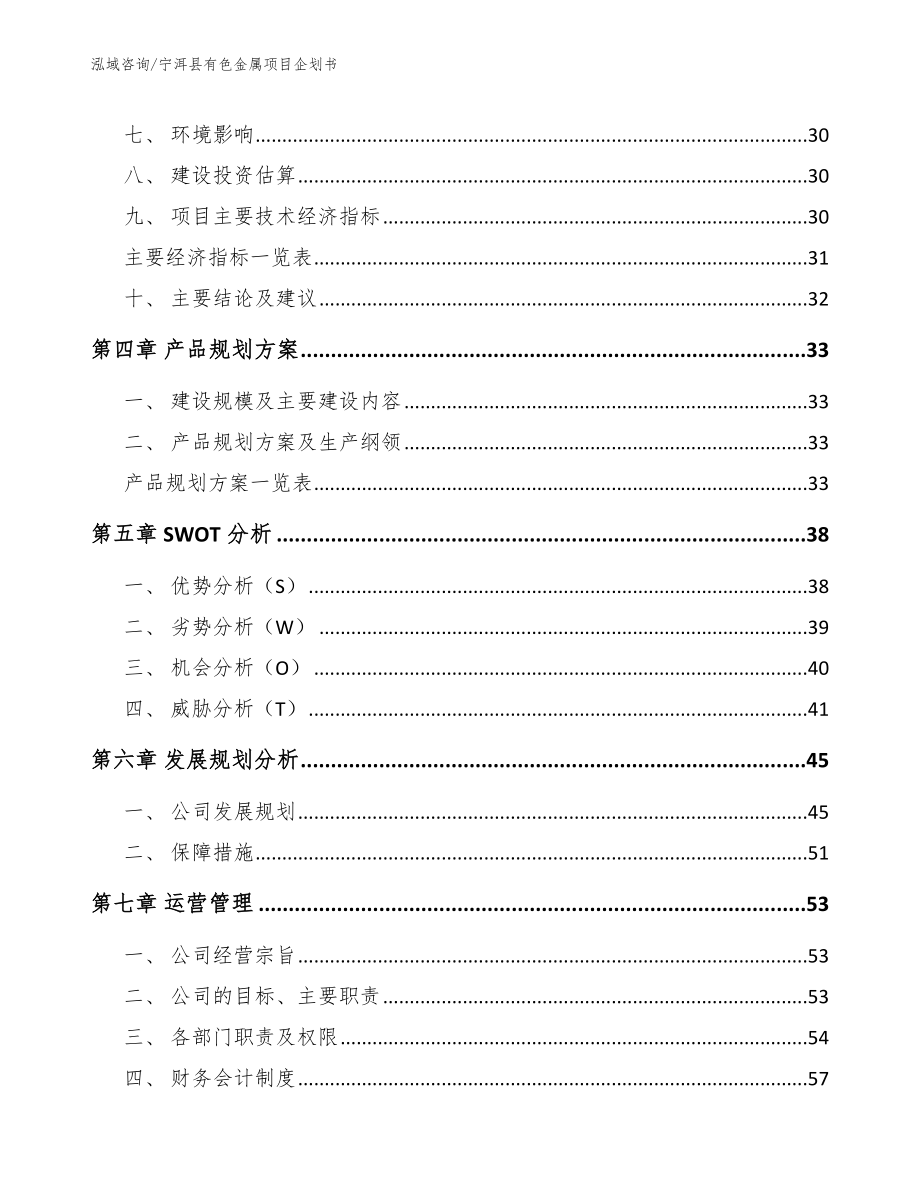 宁洱县有色金属项目企划书_模板_第2页