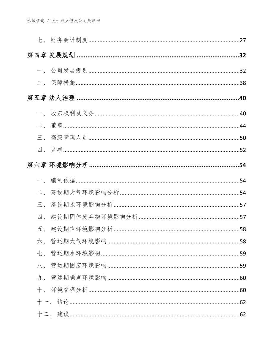 关于成立假发公司策划书（参考模板）_第5页