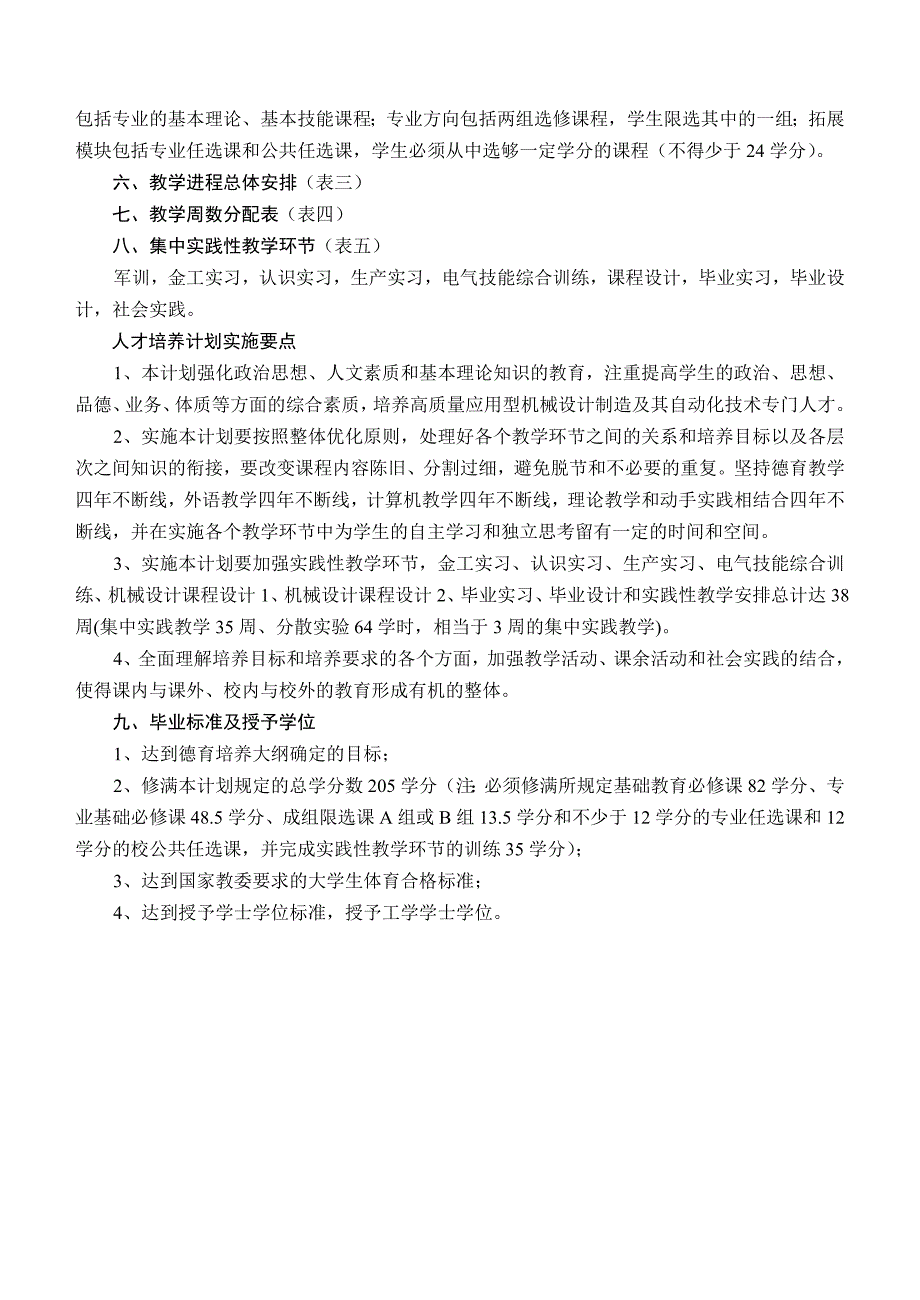 论机械设计制造及其自动化专业本科人才培养计划28779_第3页