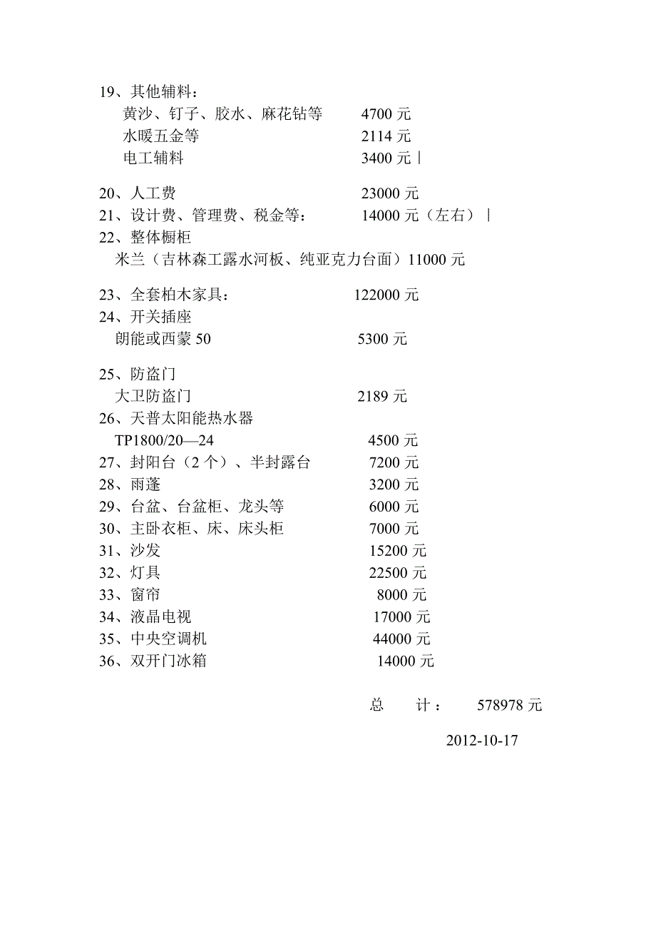 房屋装修预算清单1_第2页