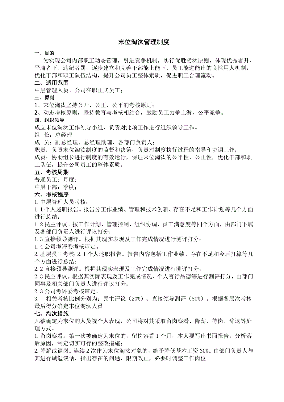 末位淘汰管理制度_第1页