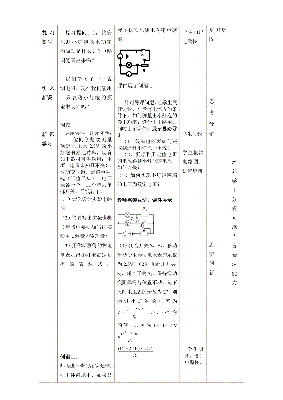 教学设计单表如何测小灯泡额定电功率_第2页