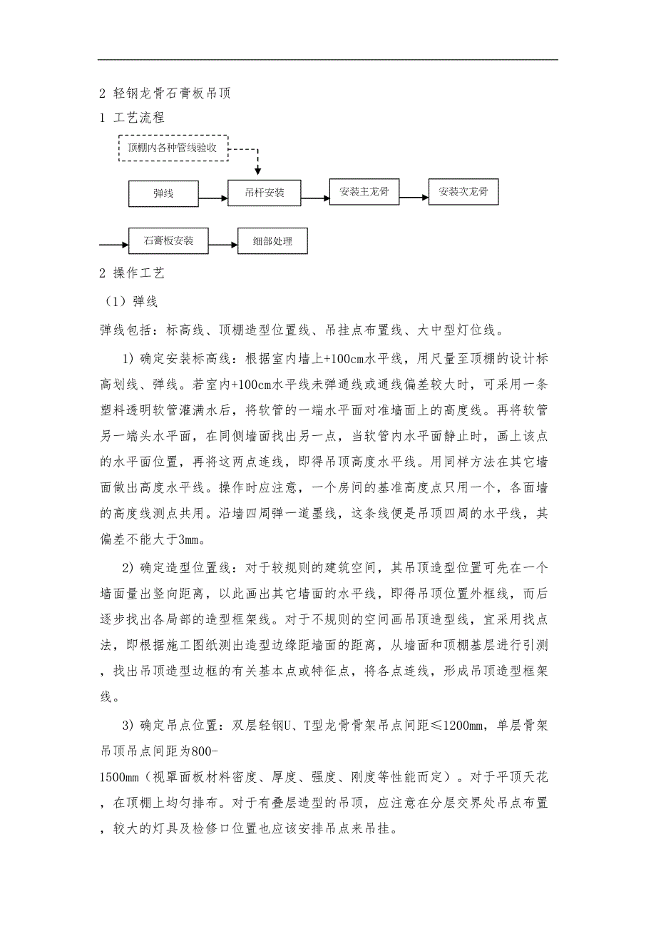 吊顶轻钢龙骨石膏板施工组织设计方案(DOC 7页)_第1页