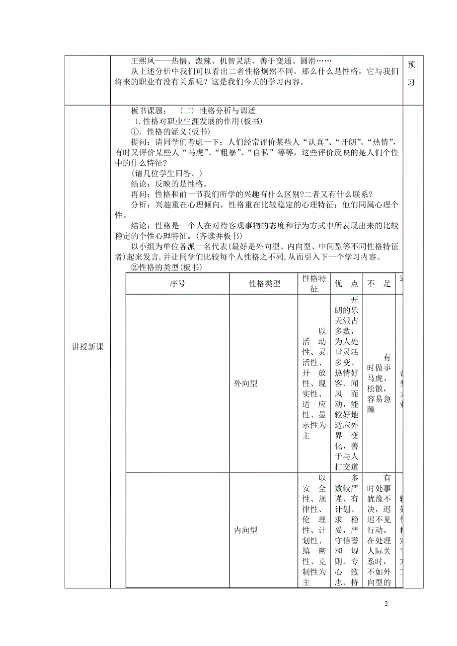 2014职业生涯规划（行政版）授课教案：性格分析与调适.doc_第2页