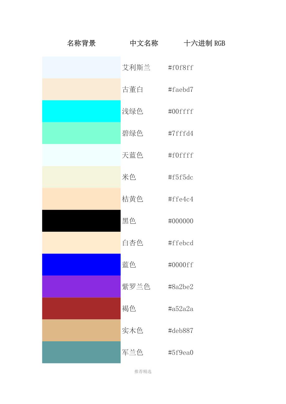 常见颜色代码_第1页