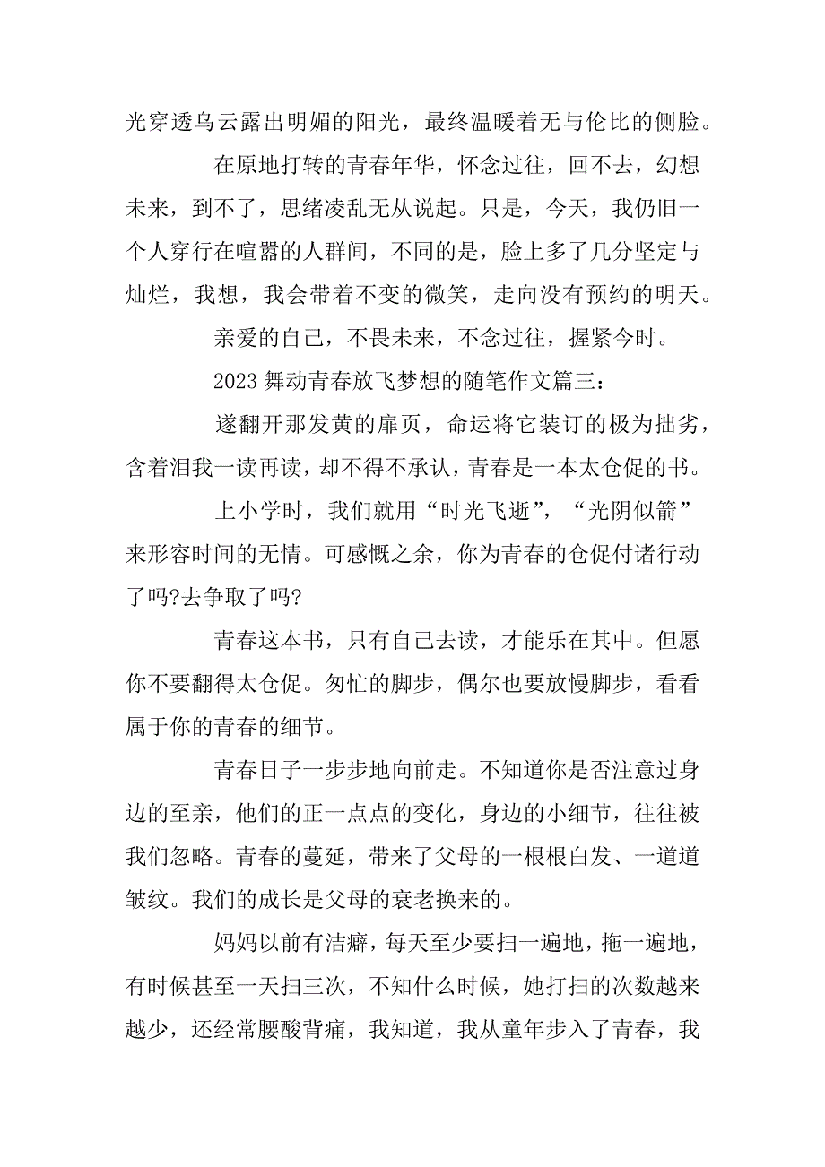 2023年舞动青春放飞梦想的随笔作文_第4页