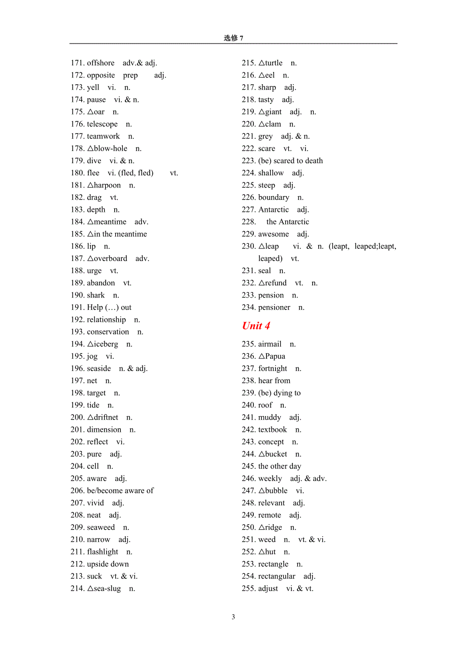 选修7词汇表--英汉分开_第3页