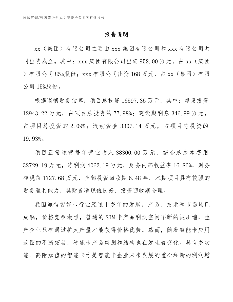 张家港关于成立智能卡公司可行性报告（参考模板）_第2页