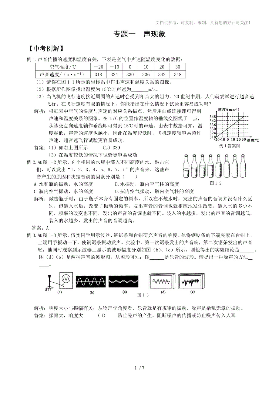 2012中考物理复习-专题1声现象_第1页