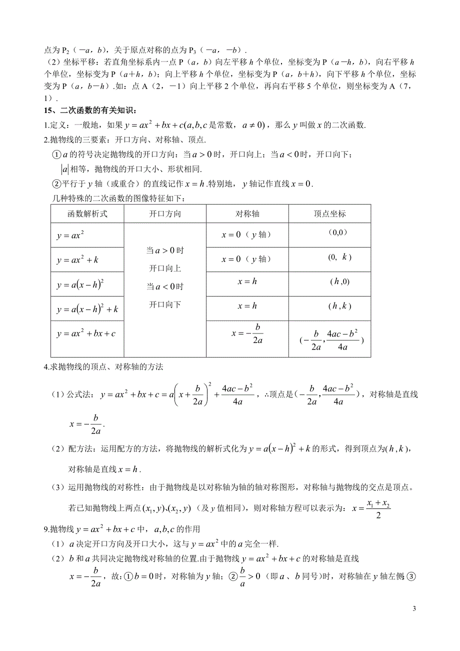 初中数学基本知识点总结(精简版)_第3页