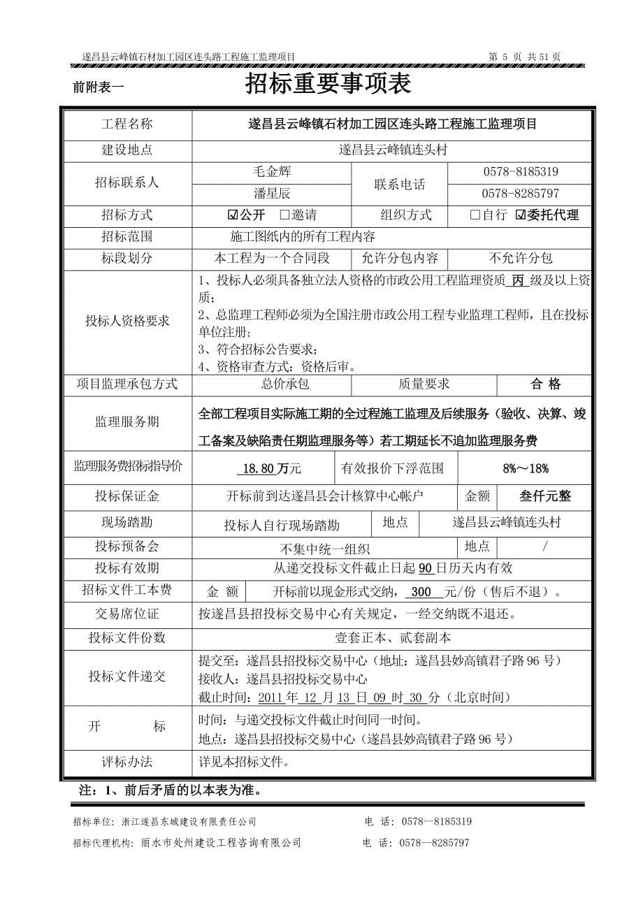 遂昌县云峰镇石材加工园区连头路工程施工监理项目招标标书.doc_第5页