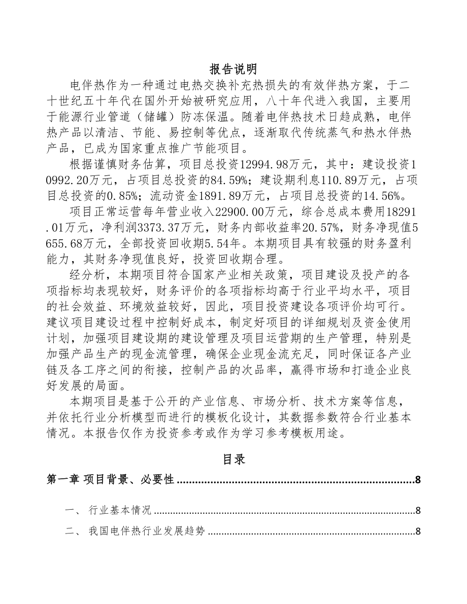 绍兴电伴热带项目可行性研究报告(DOC 84页)_第1页