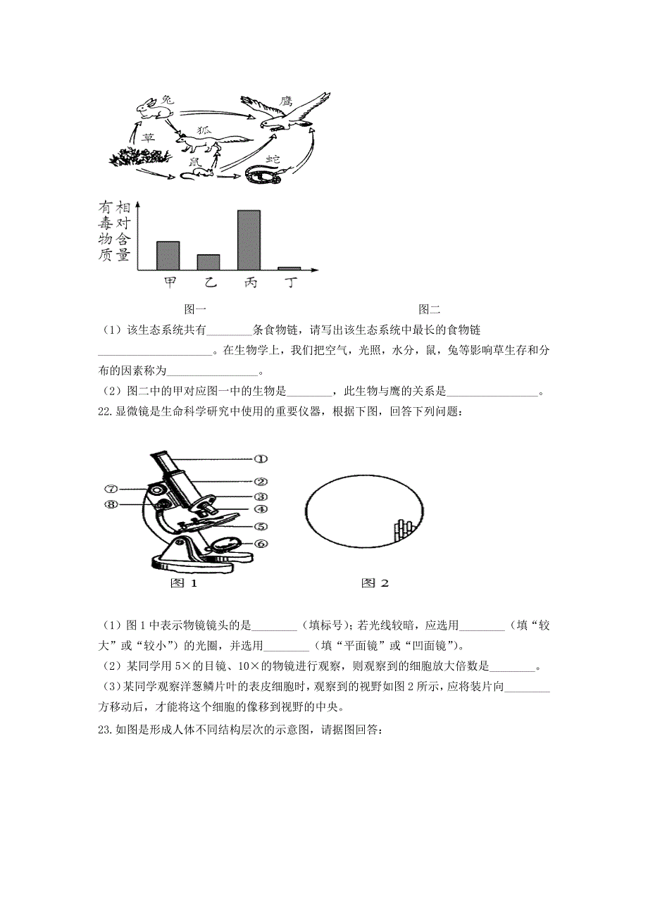 2022年河南省新乡市卫滨区第七中学七年级上学期期末生物试卷（含答案）_第3页