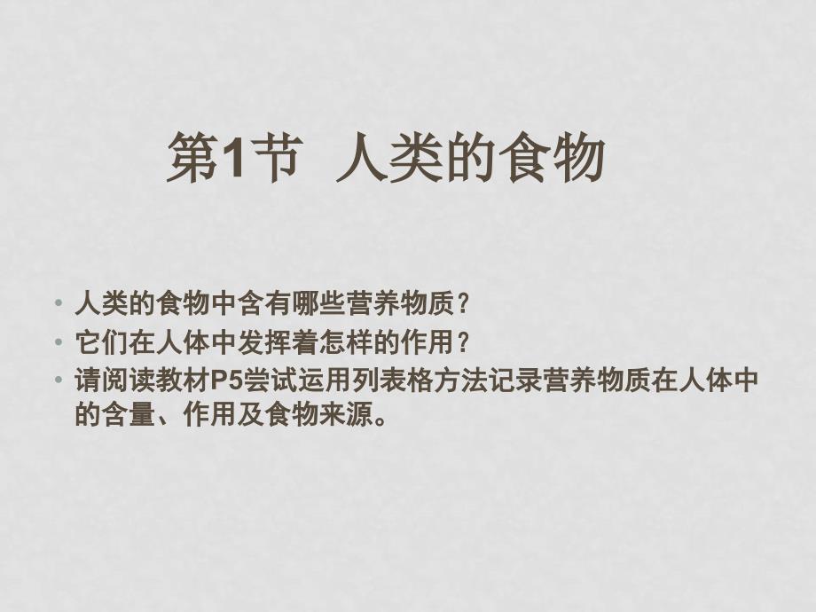 七年级生物下册8.1 人类的食物（课件2）北师大版_第1页