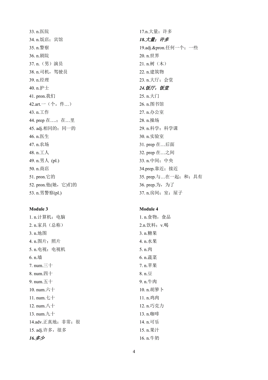 外研版七年级上册单词默写表_第4页