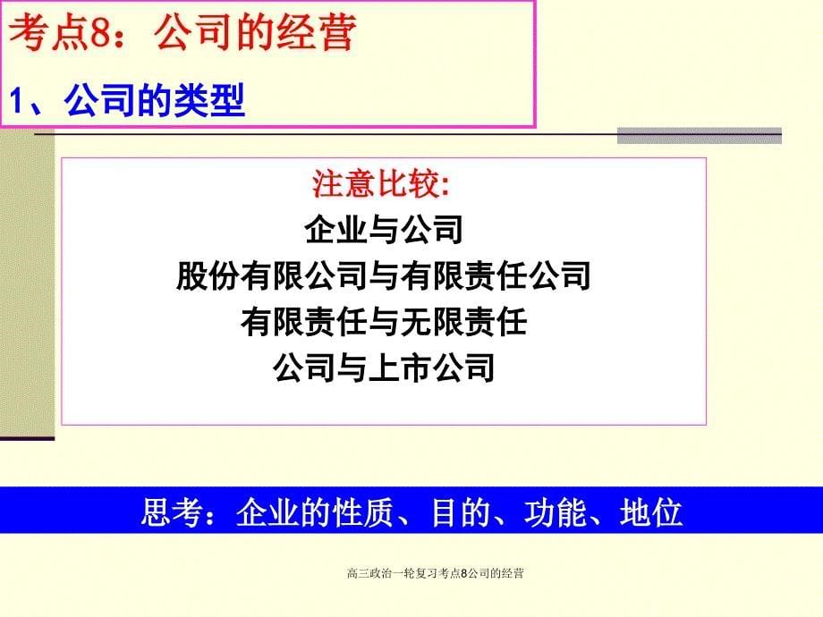 高三政治一轮复习考点8公司的经营课件_第5页