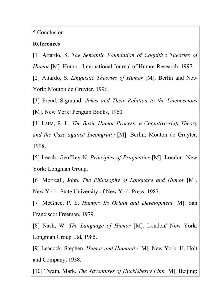 从幽默的“不协调理论”看《哈克贝利•费恩历险记》 开题报告_第5页