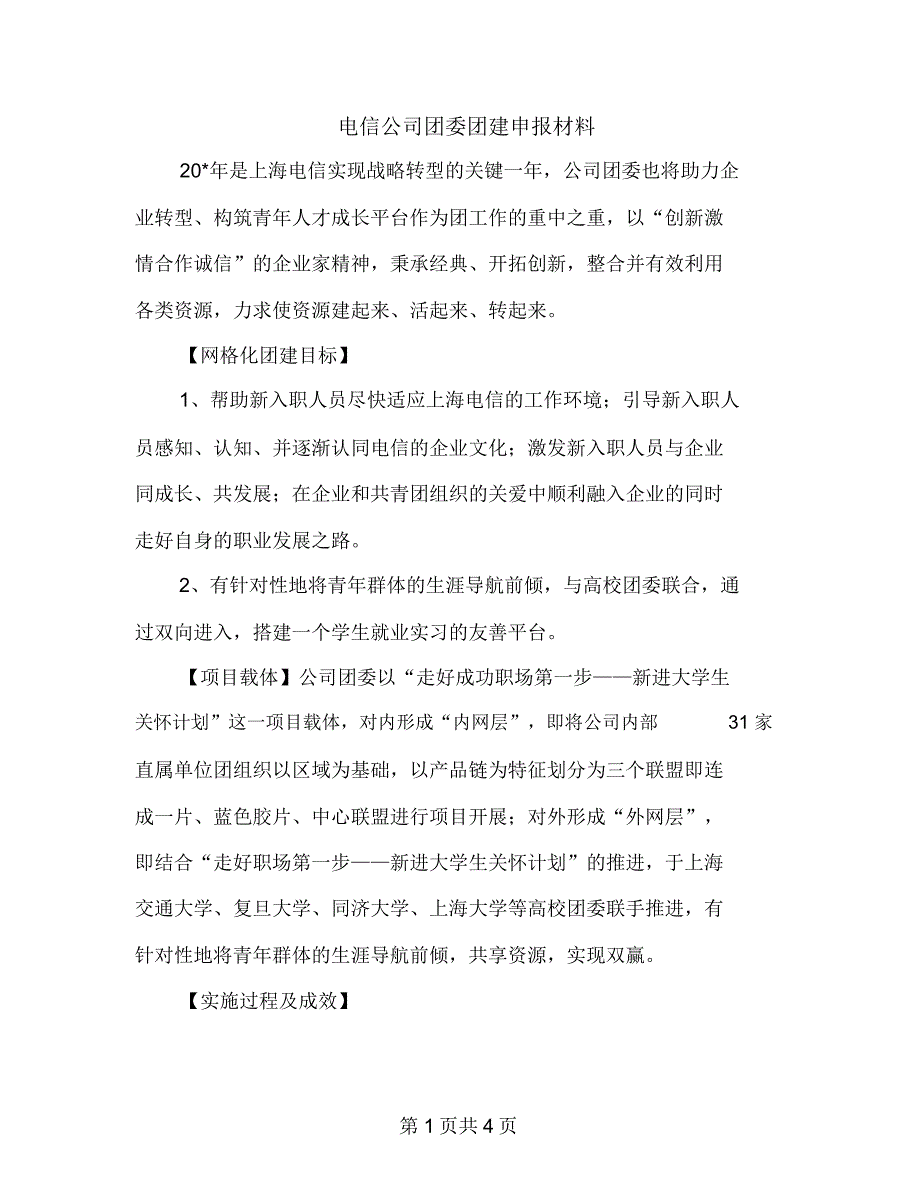 电信公司团委团建申报材料(1)_第1页