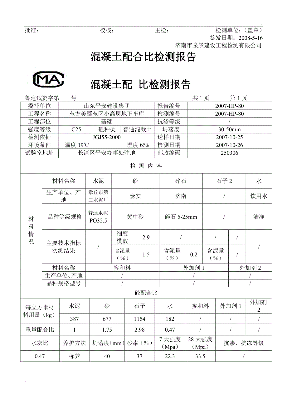 混凝土配合比检测报告_第2页