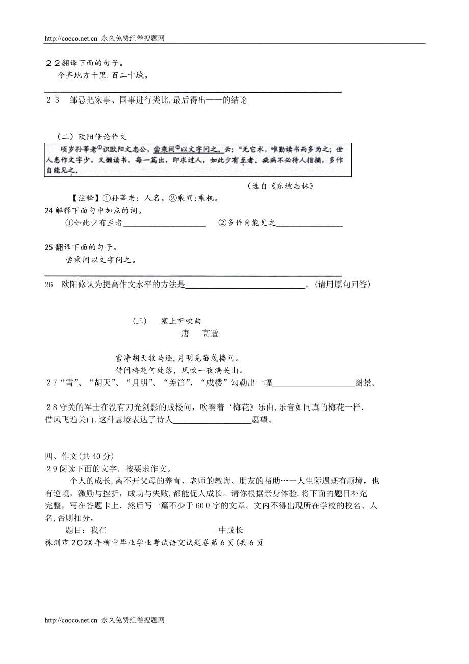 湖南省株洲市中考真题语文版初中语文_第5页