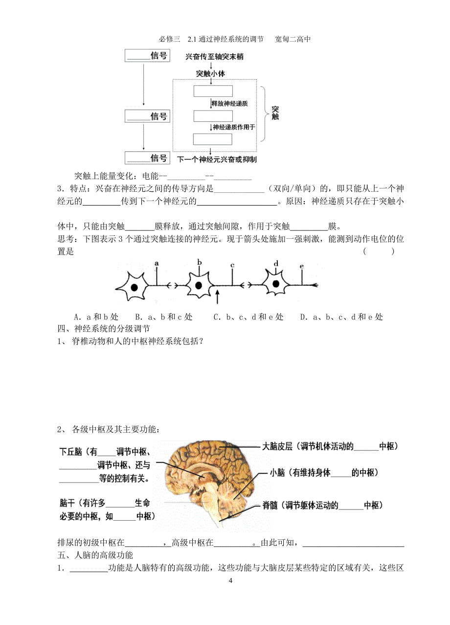 通过神经系统的调节学案_第4页