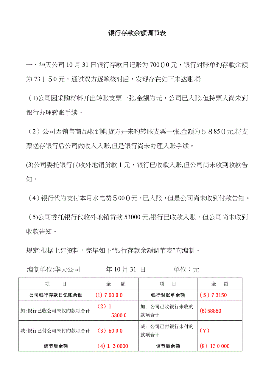 银行余额调节表习题4_第1页