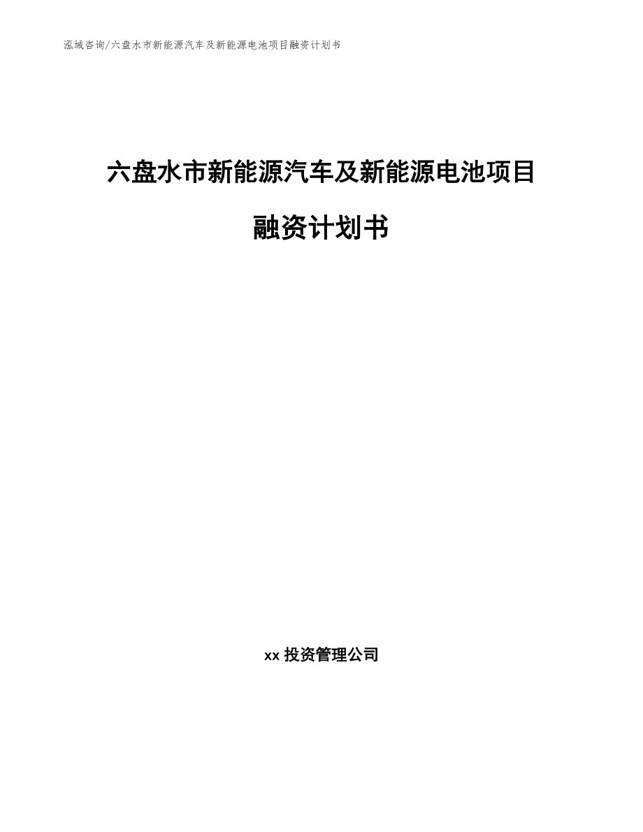 六盘水市新能源汽车及新能源电池项目融资计划书_第1页