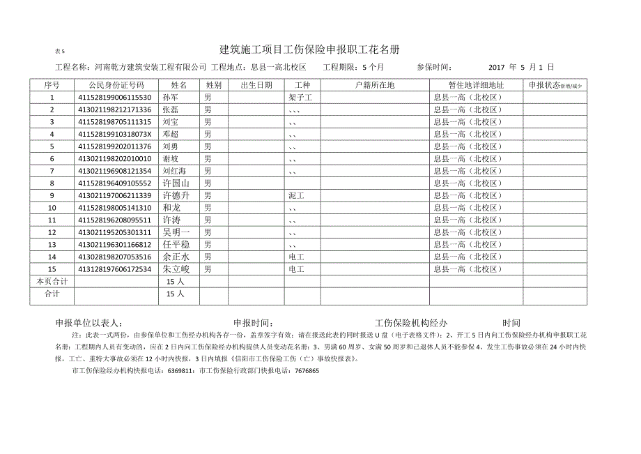 工伤保险表格资料_第1页