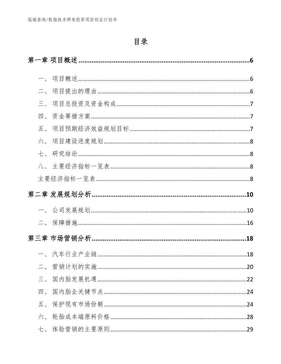 轮胎技术研发投资项目创业计划书_第1页