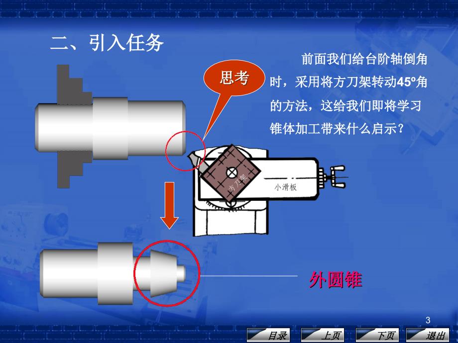 车工工艺与技能训练课程单元教学设计转动小滑板车圆锥的方法_第3页