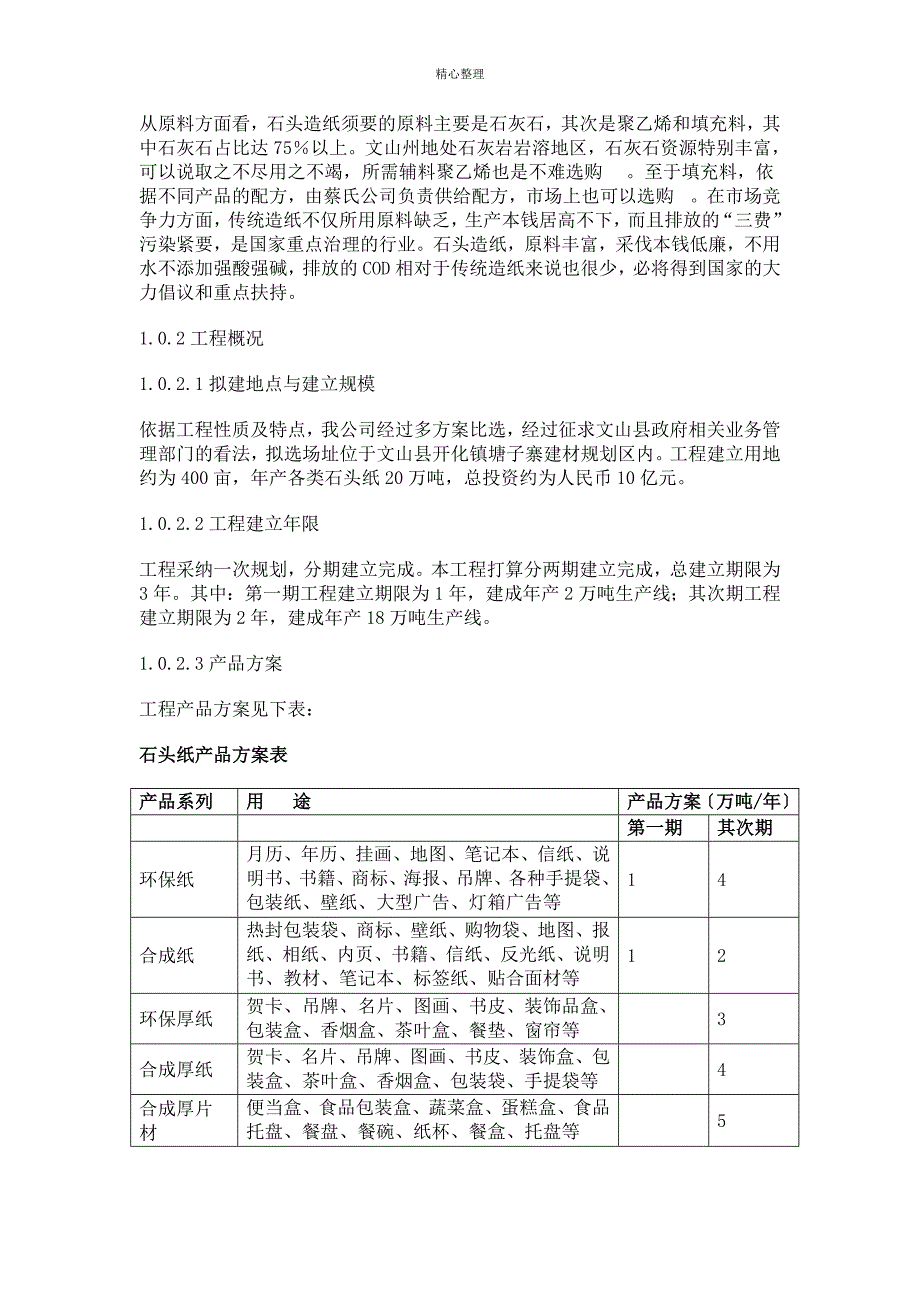 文山秀华公司石头造纸项目商业计划书_第3页