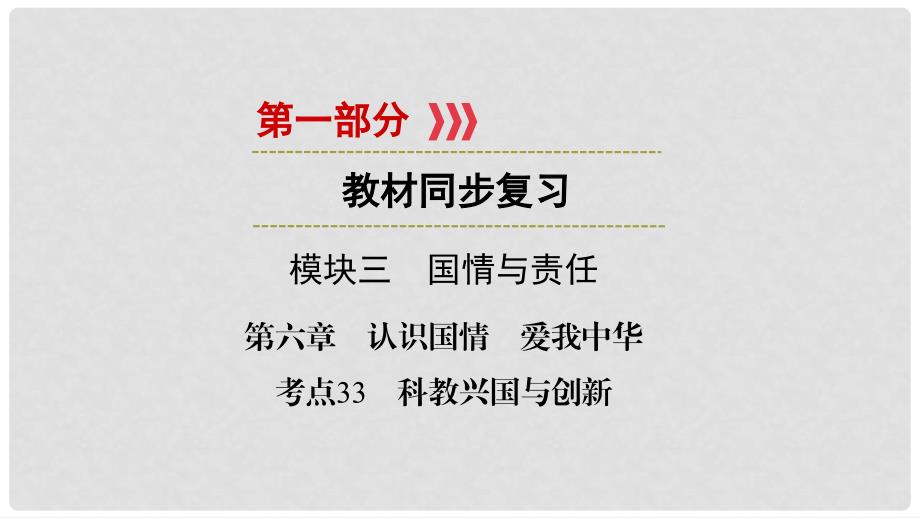 江西省中考政治 第6章 考点33 科教兴国与创新复习课件_第1页