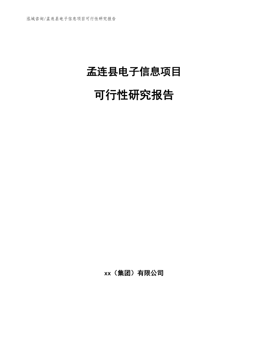 孟连县电子信息项目可行性研究报告_第1页